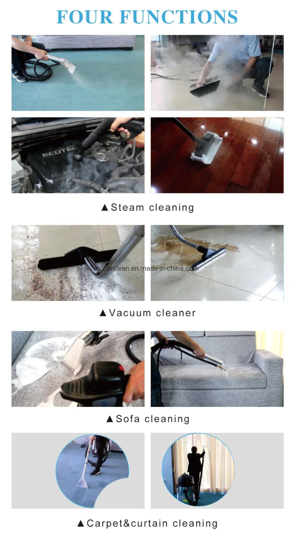 Multifunction Four-in One Steam Sofa Carpet Cleaner for Car Washing